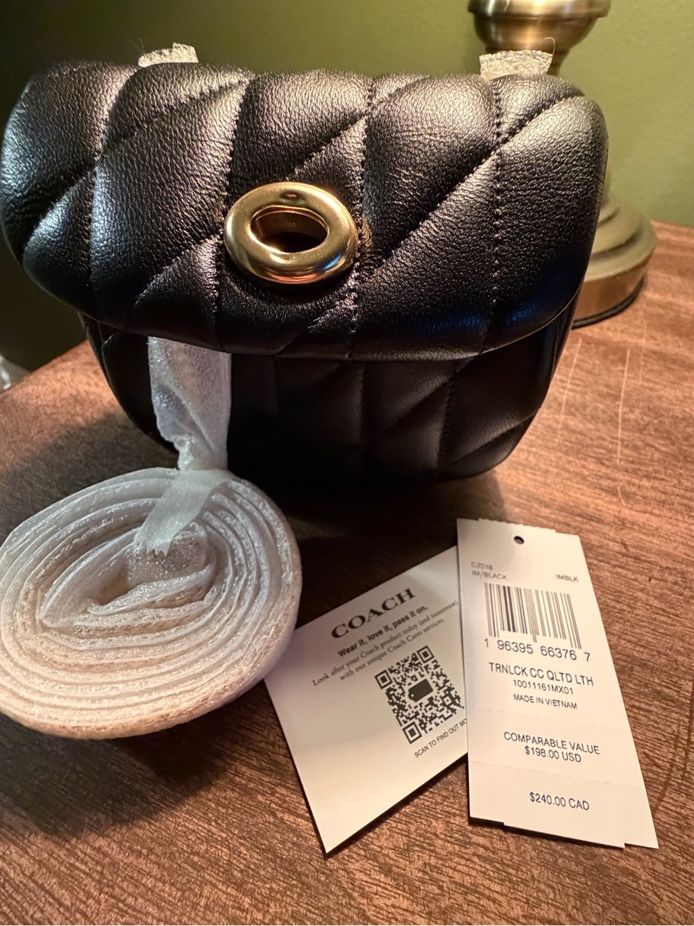 Coach Quilted Black Mini Kisslock Shoulder Bag with Gold Hardware NWT